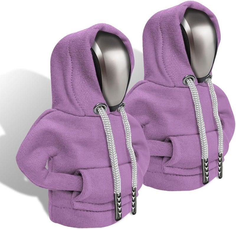RGOAANC Gear Shift Hoodie, Gear Shift Cover, Fashionable Hoodie Automotive Gear Shift Knob Protector, Car Accessories Mini Sweater Gear Shift Knob Cover for Car Gear Shift Levers (Purple-2PCS) - Image 1